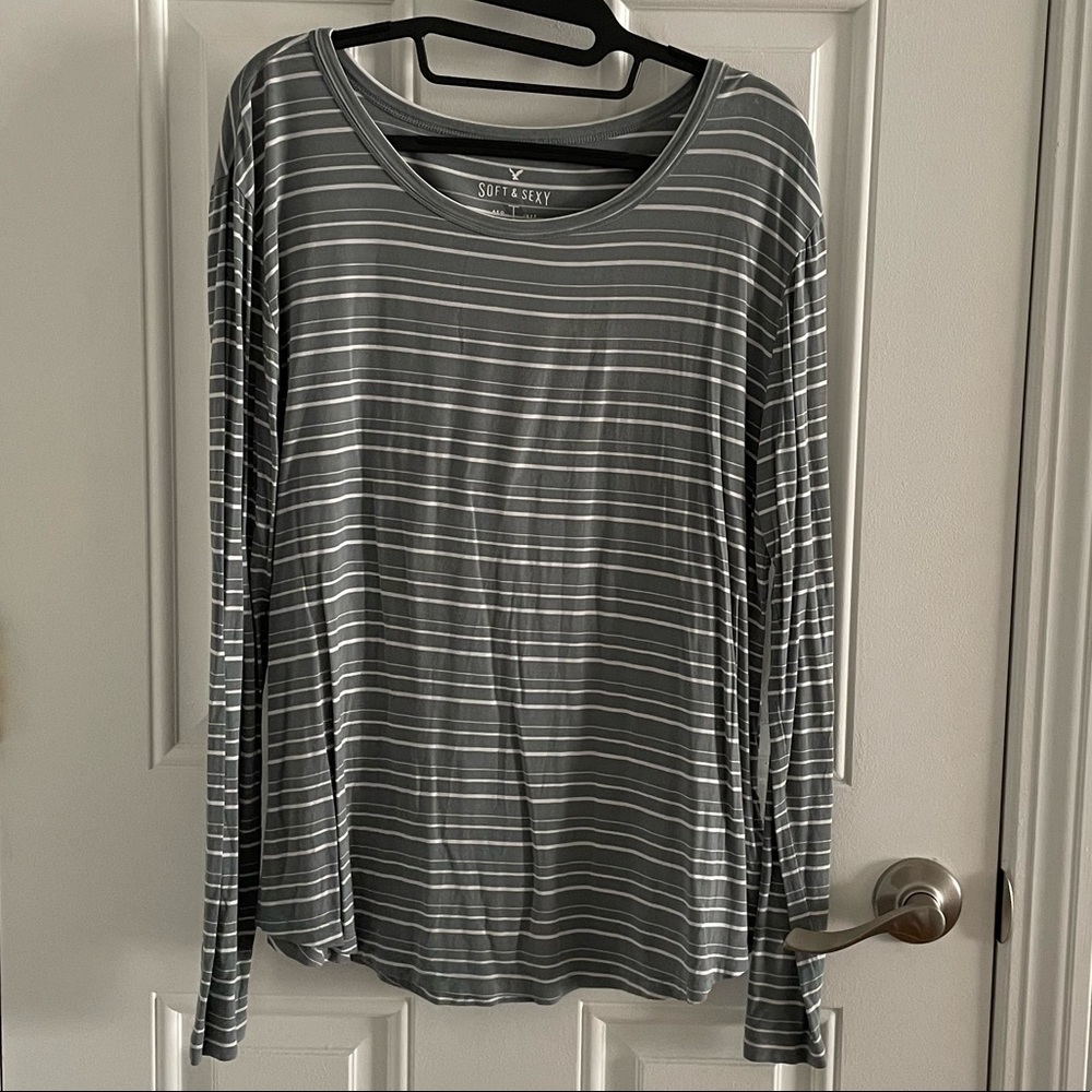 American Eagle Outfitters Soft & Sexy Striped Long Sleeve Tee